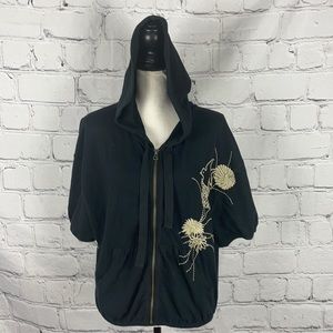 NWOT Lucky Brand Embroidered Sweatshirt Hoodie Jacket Sz M